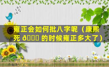 雍正会如何批八字呢（康熙死 🕊 的时候雍正多大了）